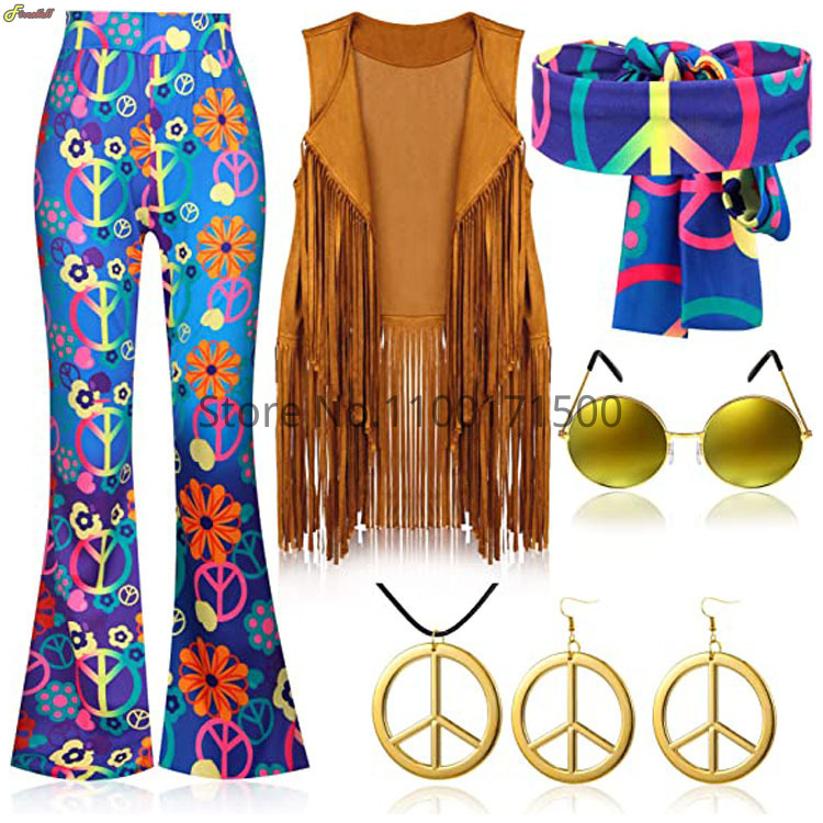 Women'S Accessories In The 70S - 2023 할로윈 히피 코스튬 여성 세트,