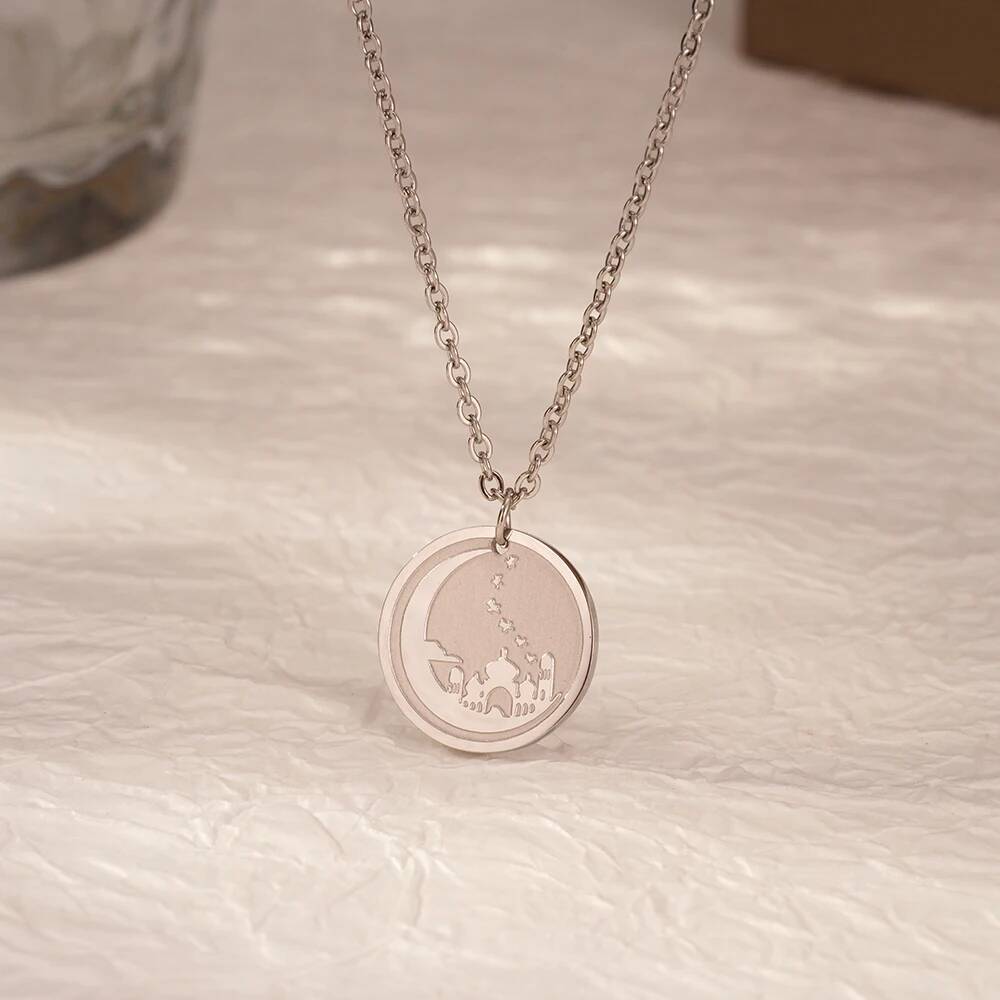 Coin Necklace Delicate - 예루살렘 궁전 달 동전 디스크 원형
