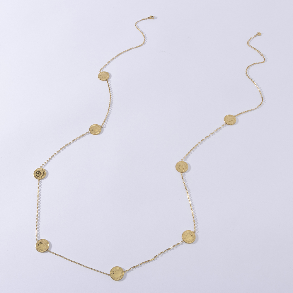 Coin Necklace Delicate - LUIZADA 스테인레스 스틸 세련된 디자인 목걸이