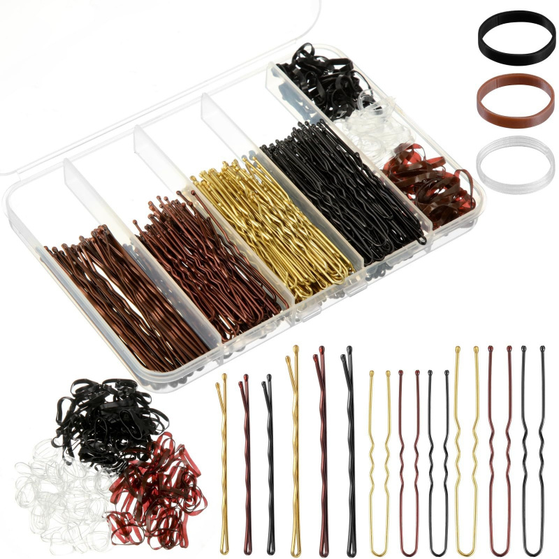 Hair Band Elastic - 480개입 헤어 스타일링 액세서리 키트 U자형