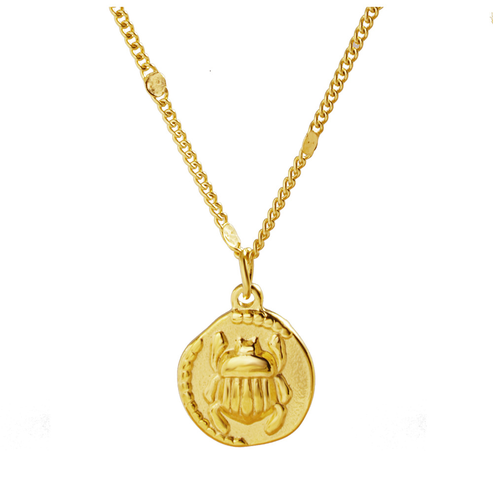Coin Necklace Delicate - 스테인리스 스틸 여성용 섬세한 금도금 스카라브