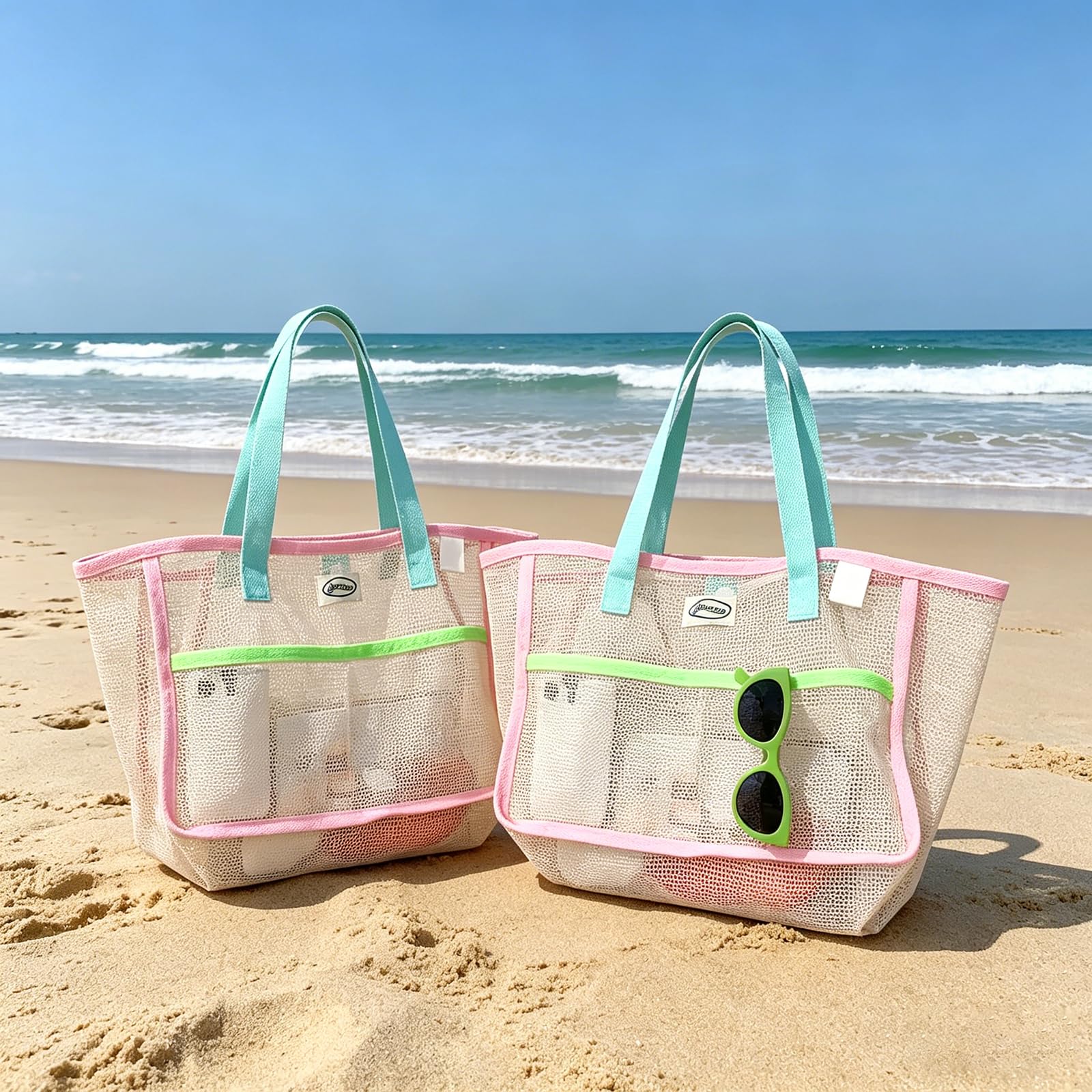 Women'S Accessories - 여성용 비치백, 화려한 접이식 그물망 모래