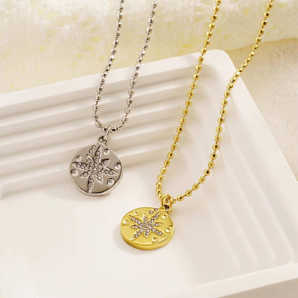 Coin Necklace Delicate - 스테인리스 스틸 여성용 섬세한 동전 모양