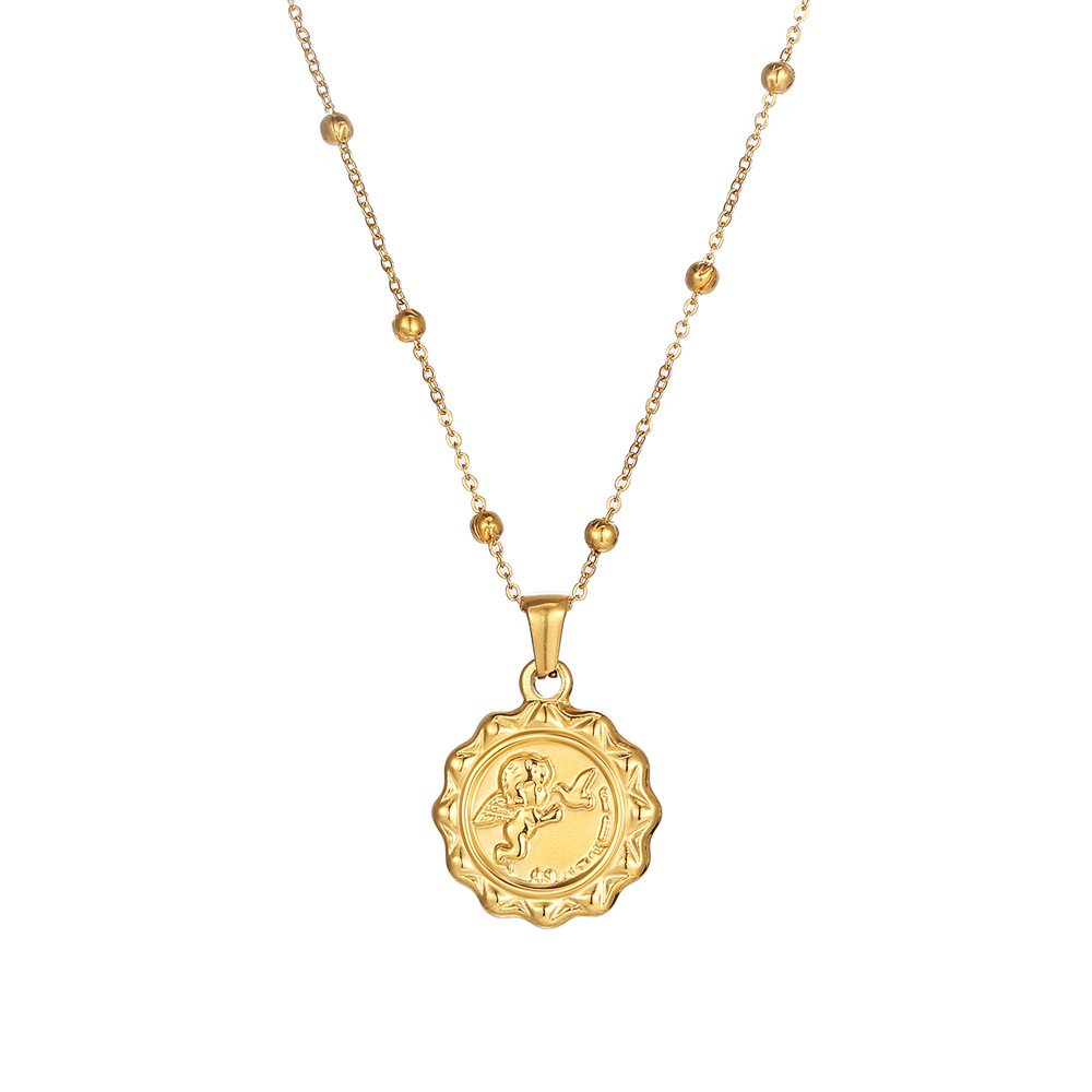 Coin Necklace Delicate - 스테인리스 스틸 여성용 섬세한 엘리자베스 큐피드