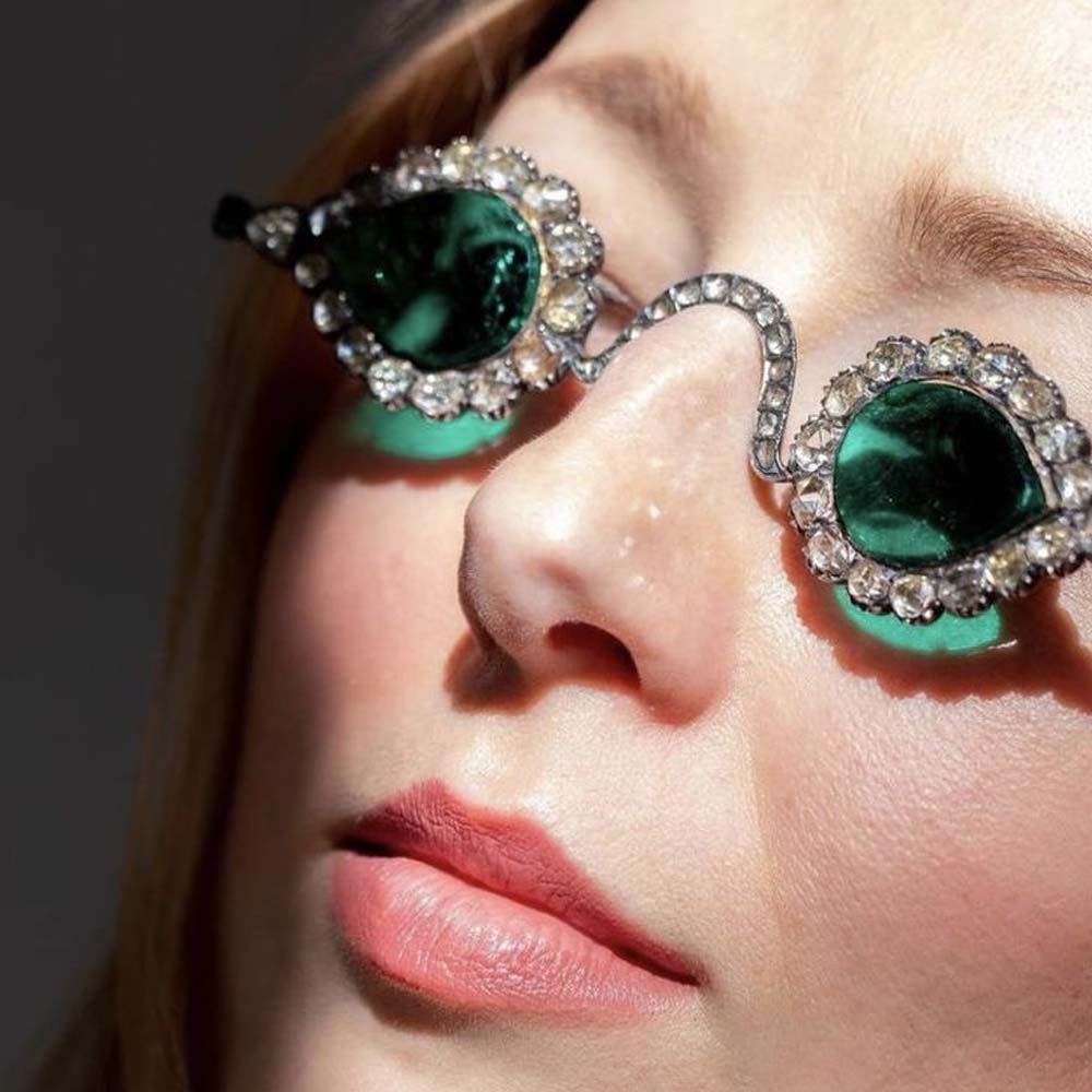 Women Accessories Photos - Stonefans 여성용 녹색 물방울 선글라스 프레임,