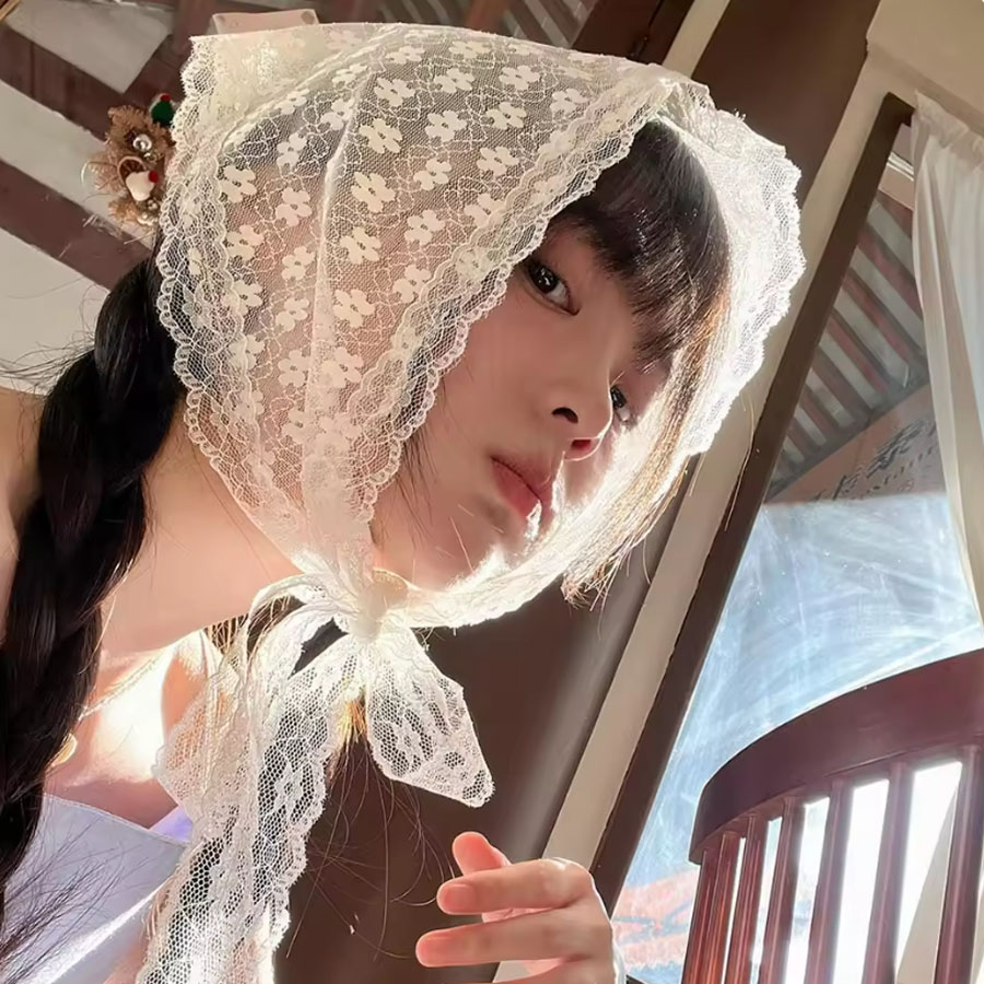 Women Accessories Photos - 1PC 삼각형 레이스 스카프 화이트 스위트