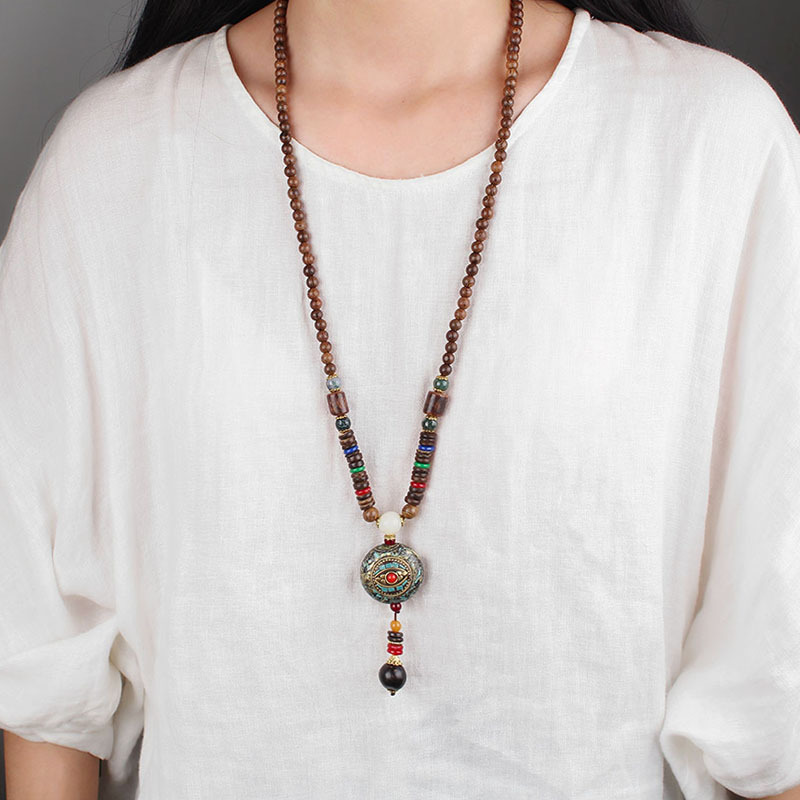 네팔 펜던트 스웨터 체인 나무 부처님 구슬 긴 이국적인 - Women Accessories Nepal 리뷰 및 가격