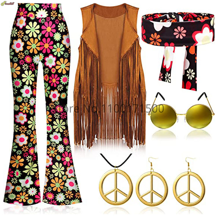 2023 할로윈 히피 코스튬 여성 세트, 카니발 70  - Women'S Accessories In The 70S 리뷰 및 가격