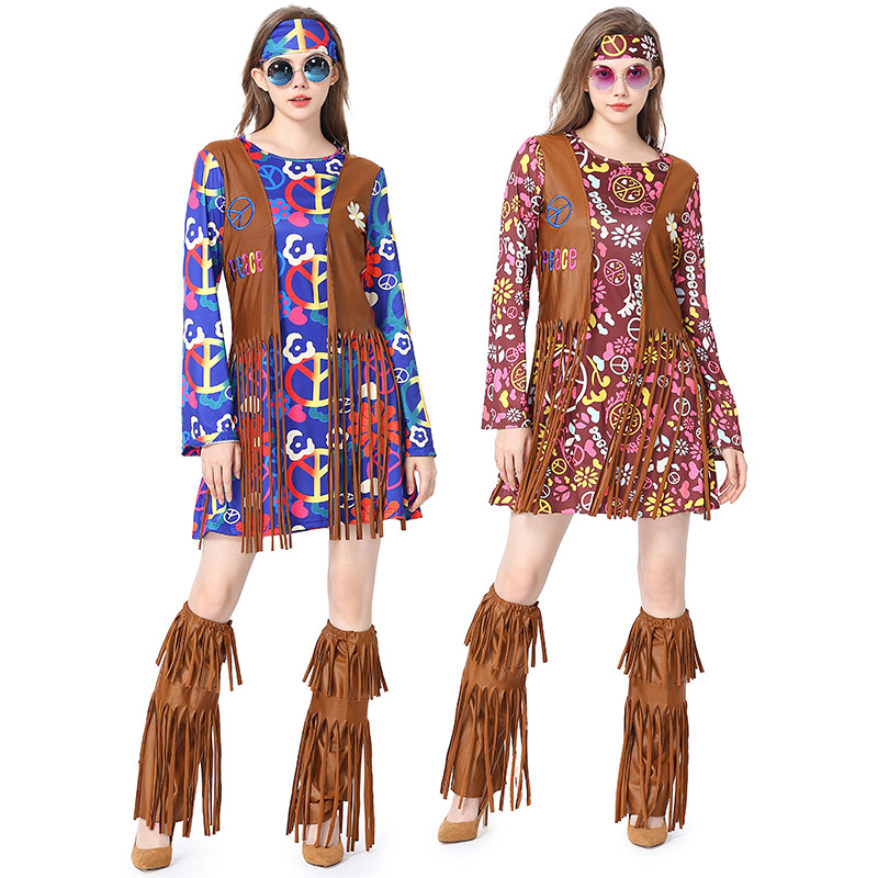 할로윈 디스코 드레스 70년대 60년대 히피 코스프레  - Women'S Accessories In The 70S 리뷰 및 가격