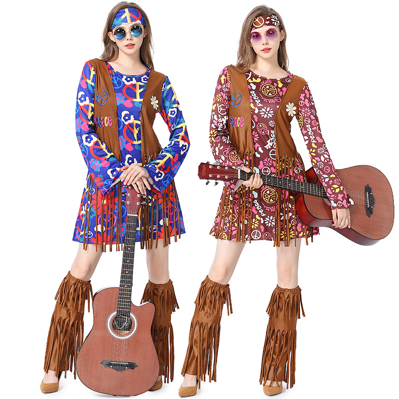 할로윈 디스코 드레스 70년대 60년대 히피 코스프레  - Women'S Accessories In The 70S 리뷰 및 가격