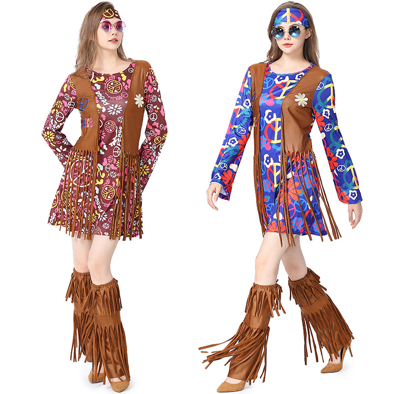 할로윈 디스코 드레스 70년대 60년대 히피 코스프레  - Women'S Accessories In The 70S 리뷰 및 가격