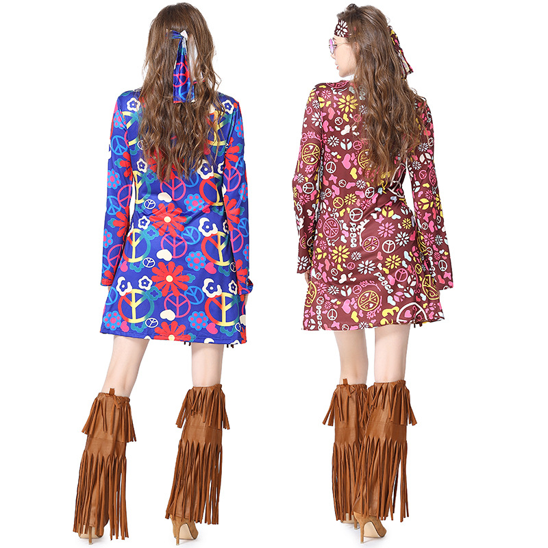할로윈 디스코 드레스 70년대 60년대 히피 코스프레  - Women'S Accessories In The 70S 리뷰 및 가격
