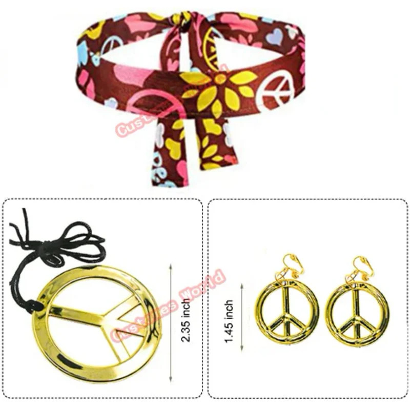 2026 평화 사랑 여성 파티 60년대 70년대 무대  - Women'S Accessories In The 70S 리뷰 및 가격