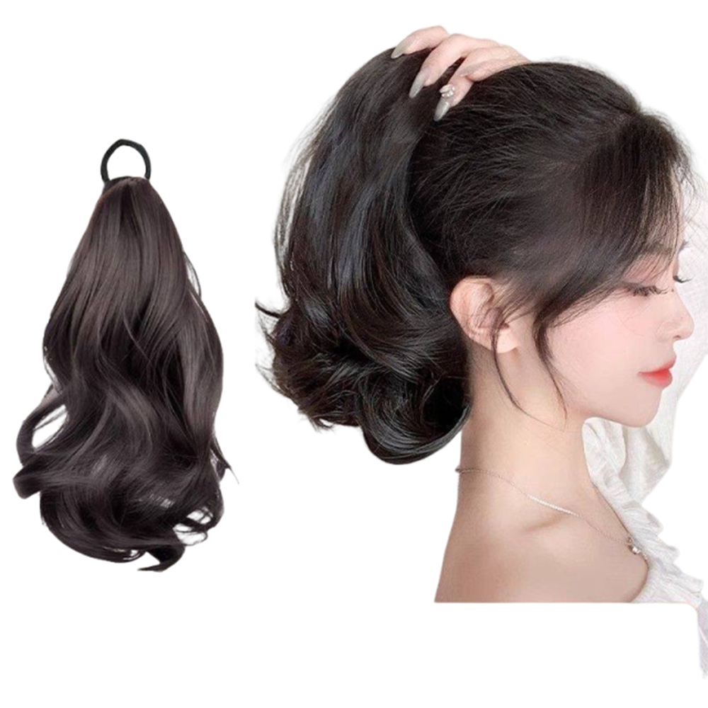 10인치 합성 배꽃 모양 곱슬 포니테일 가발, 탄성 밴 - Hair Band Elastic 리뷰 및 가격
