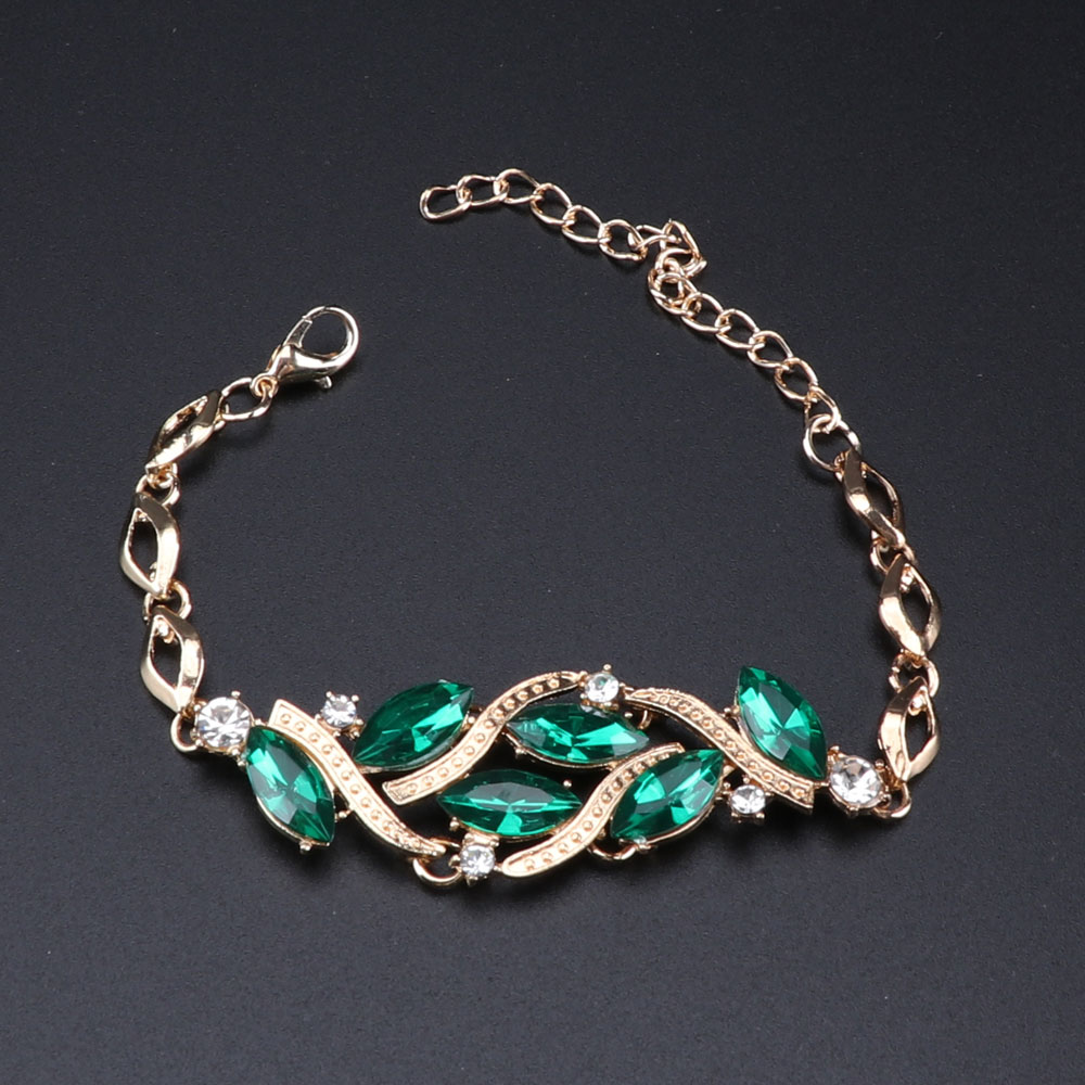 신시아 럭셔리 그린 컬러 크리스탈 목걸이 귀걸이 쥬얼리 - Women Accessories India 리뷰 및 가격