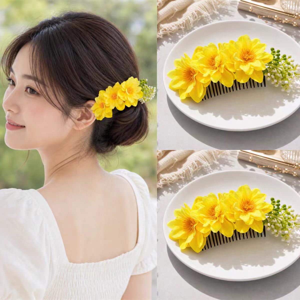 중국 다이족 수제 꽃 머리 장식, 민족 스타일 댄스 헤 - Women Accessories Photos 리뷰 및 가격