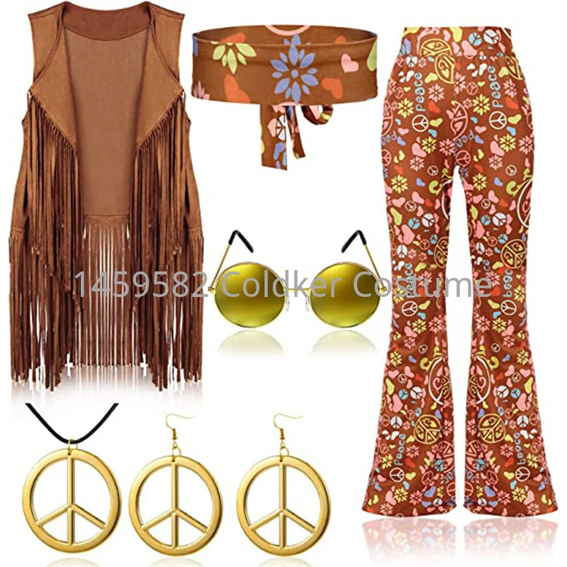 히피 의상 여성 평화 사랑 소녀 파티 60년대 70년대 - Women'S Accessories In The 70S 리뷰 및 가격