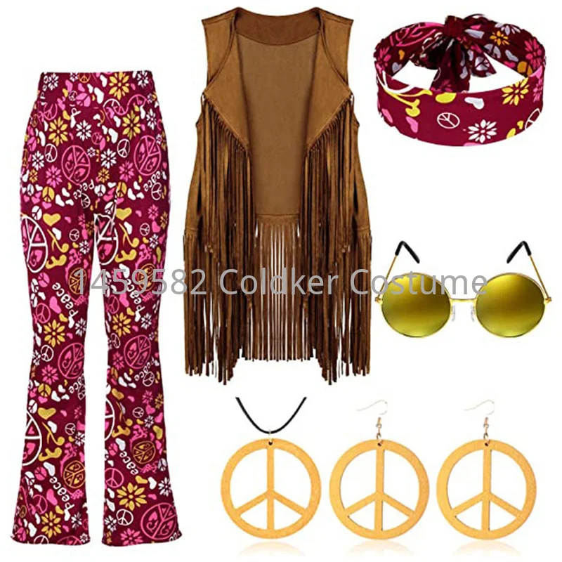 히피 의상 여성 평화 사랑 소녀 파티 60년대 70년대 - Women'S Accessories In The 70S 리뷰 및 가격