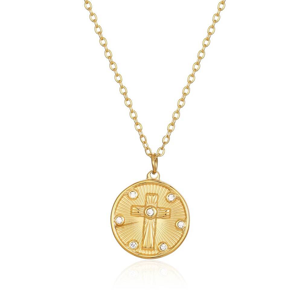 여성용 섬세한 동전 모양 지르콘 스톤 십자가 펜던트 목 - Coin Necklace Delicate 리뷰 및 가격