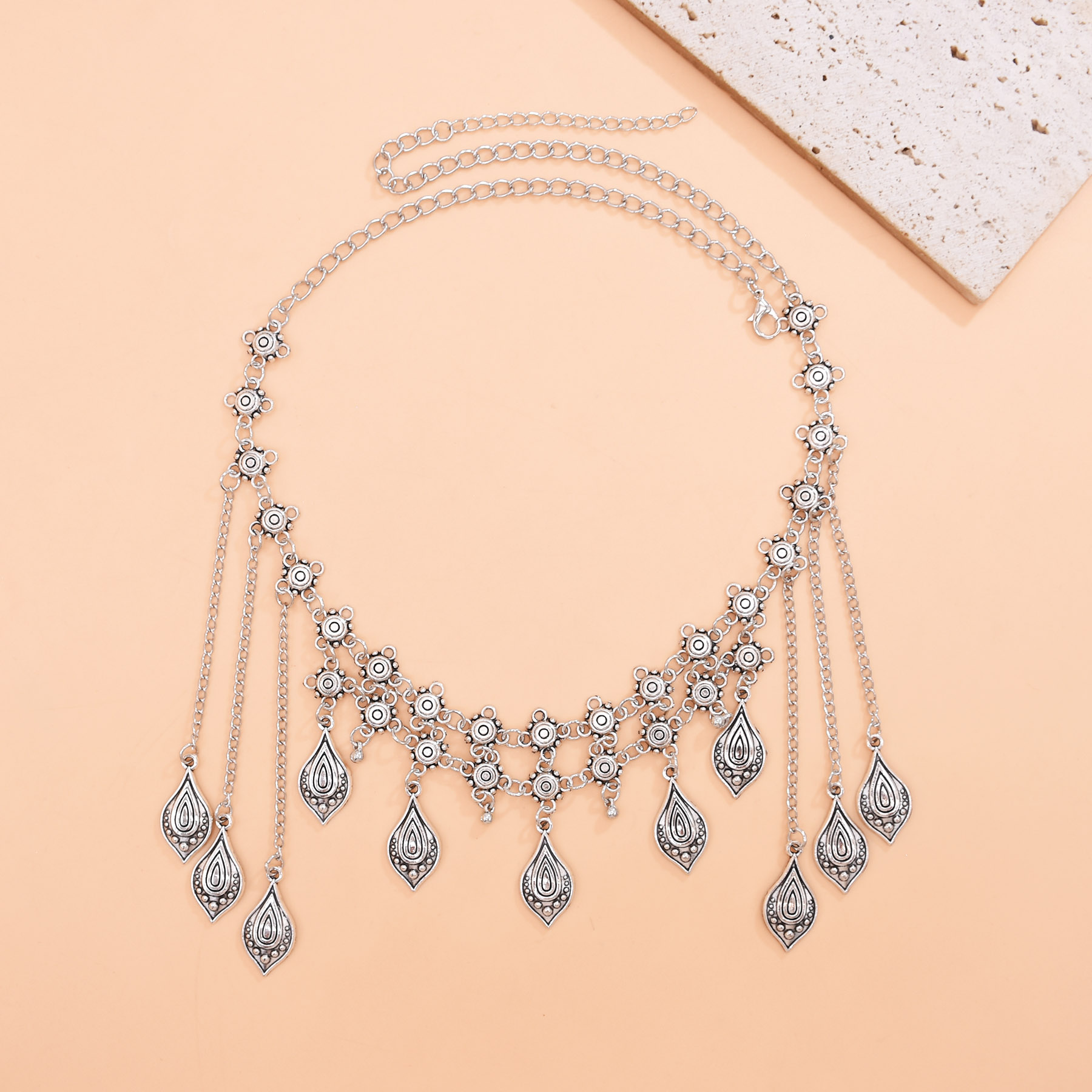 빈티지 은빛 합금 롱 체인 리프 펜던트 이마 체인 여성 - Women Accessories Nepal 리뷰 및 가격