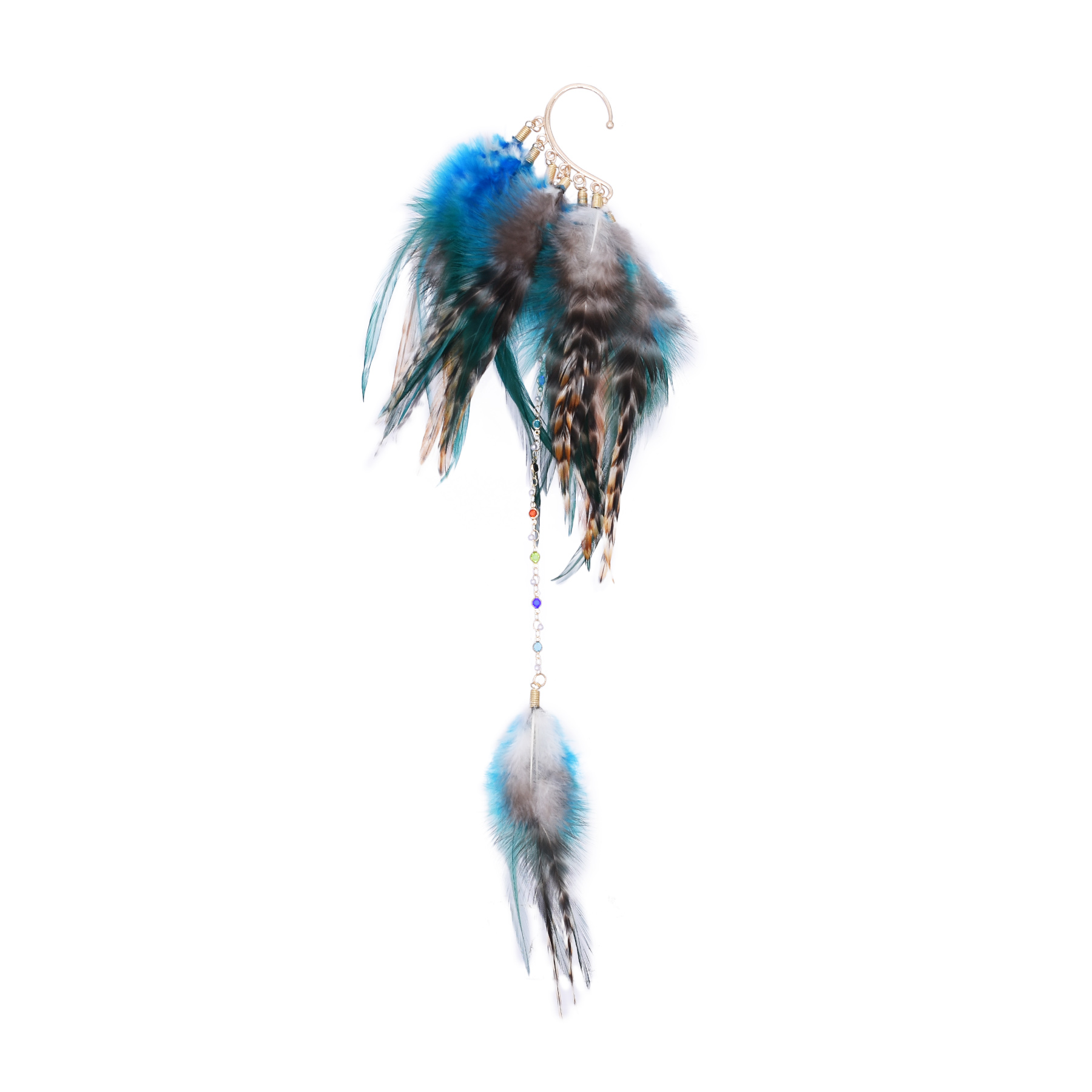 보헤미안 에스닉 스타일 깃털 드롭 귀걸이, 비피어싱 롱 - Women Accessories India 리뷰 및 가격