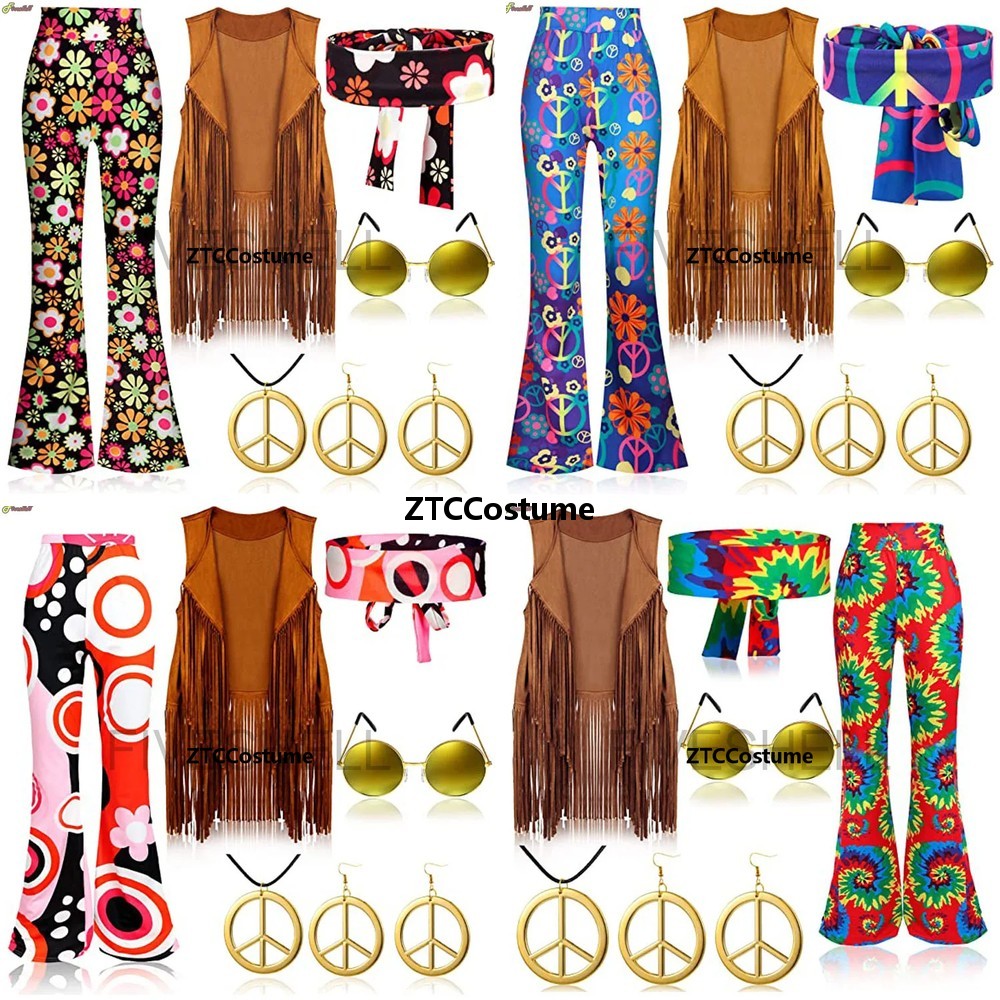 히피 의상 여성 60년대 70년대 평화 사랑 파티 의상 - Women'S Accessories In The 70S 리뷰 및 가격