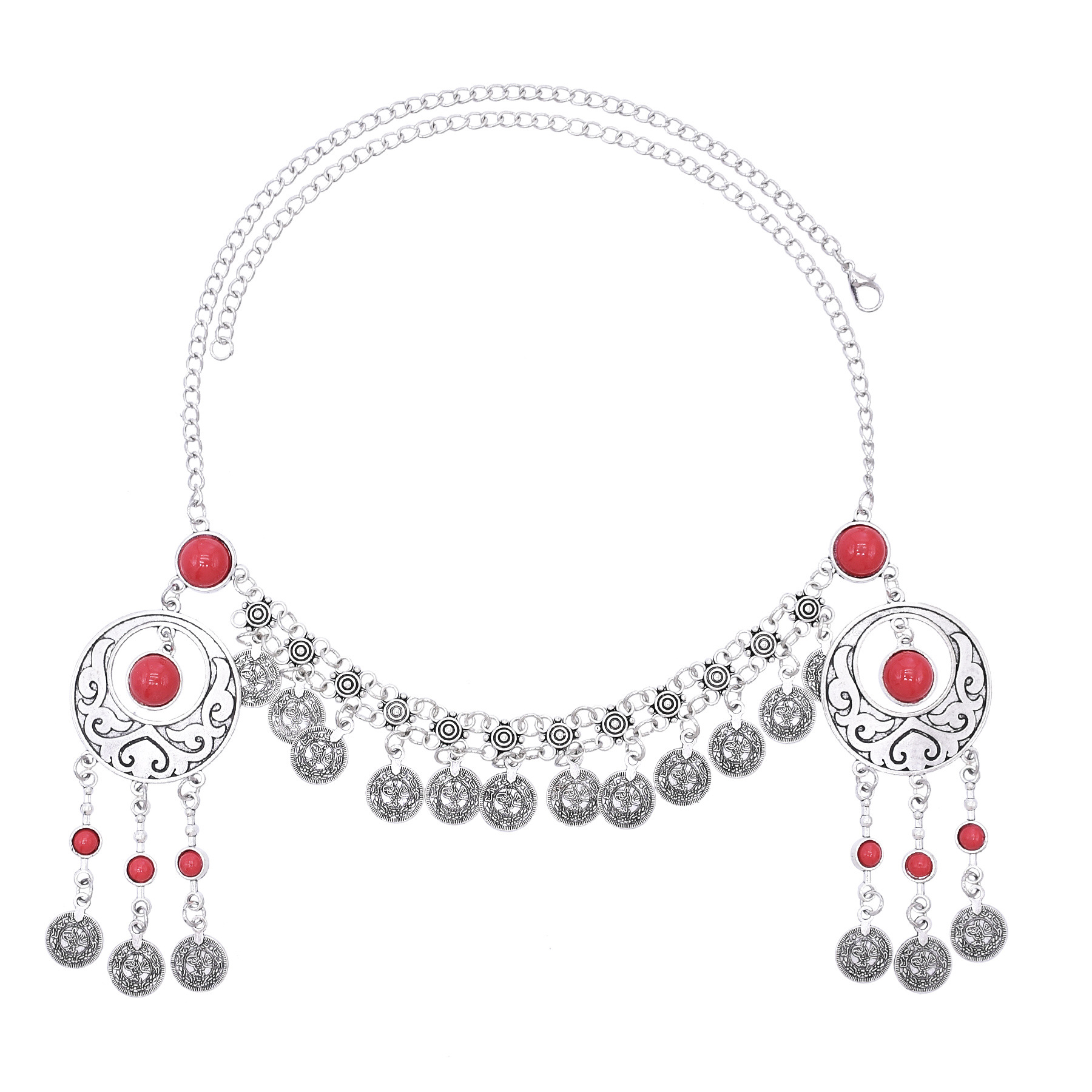 빈티지 실버 컬러 터키석 코인 태슬 헤드 체인 조각 에 - Women Accessories Nepal 리뷰 및 가격