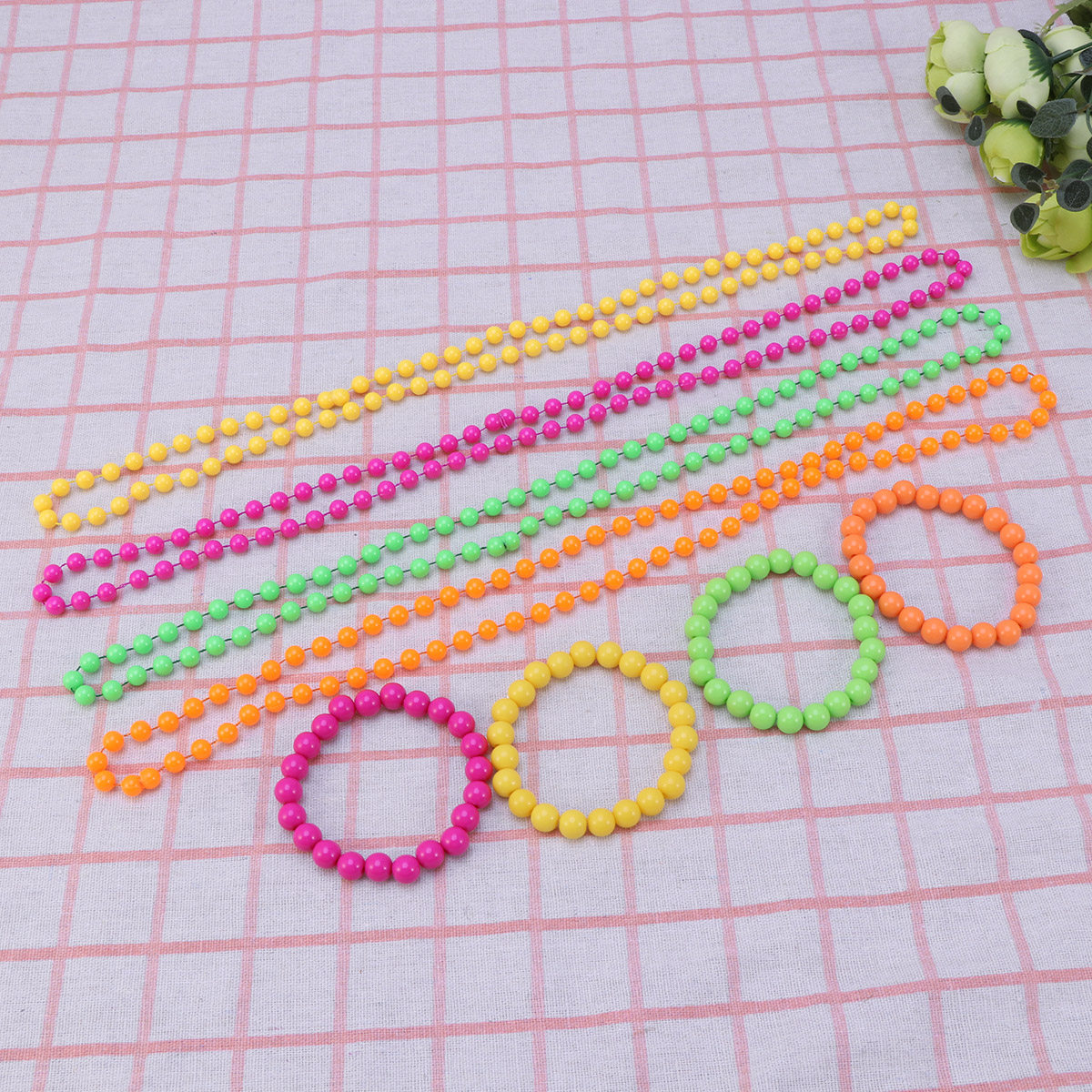 4Pcs 플라스틱 구슬 목걸이 여성 다채로운 네온 볼  - Women'S Accessories In The 70S 리뷰 및 가격