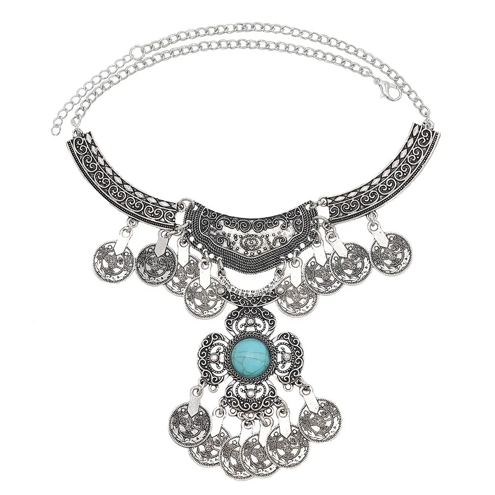 빈티지 합금 속이 빈 큰 꽃 동전 태슬 펜던트 목걸이  - Women Accessories Nepal 리뷰 및 가격