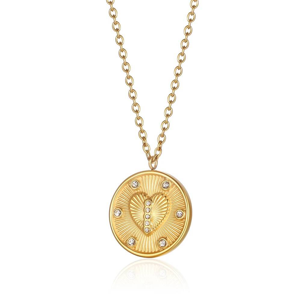 스테인리스 스틸 여성용 섬세한 큐빅 지르코니아 스톤 하 - Coin Necklace Delicate 리뷰 및 가격