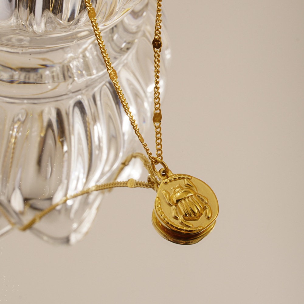 스테인리스 스틸 여성용 섬세한 금도금 스카라브 곤충 코 - Coin Necklace Delicate 리뷰 및 가격