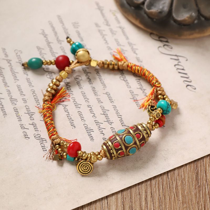티베트 레트로 직조 팔찌 네팔 구리 비즈 외계인 민족  - Women Accessories Nepal 리뷰 및 가격