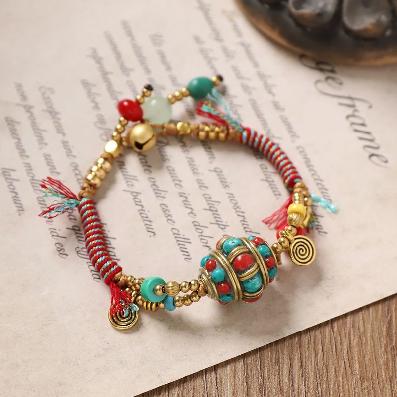 티베트 레트로 직조 팔찌 네팔 구리 비즈 외계인 민족  - Women Accessories Nepal 리뷰 및 가격
