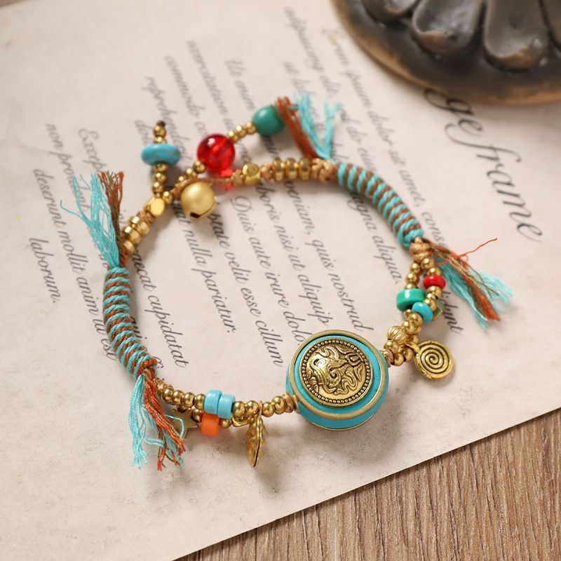 티베트 레트로 직조 팔찌 네팔 구리 비즈 외계인 민족  - Women Accessories Nepal 리뷰 및 가격