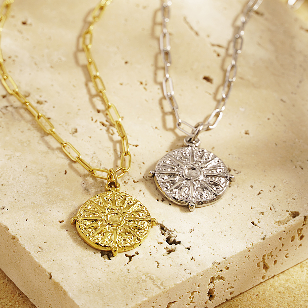 스테인레스 스틸 라운드 썬 코인 디스크 펜던트 목걸이  - Coin Necklace Delicate 리뷰 및 가격