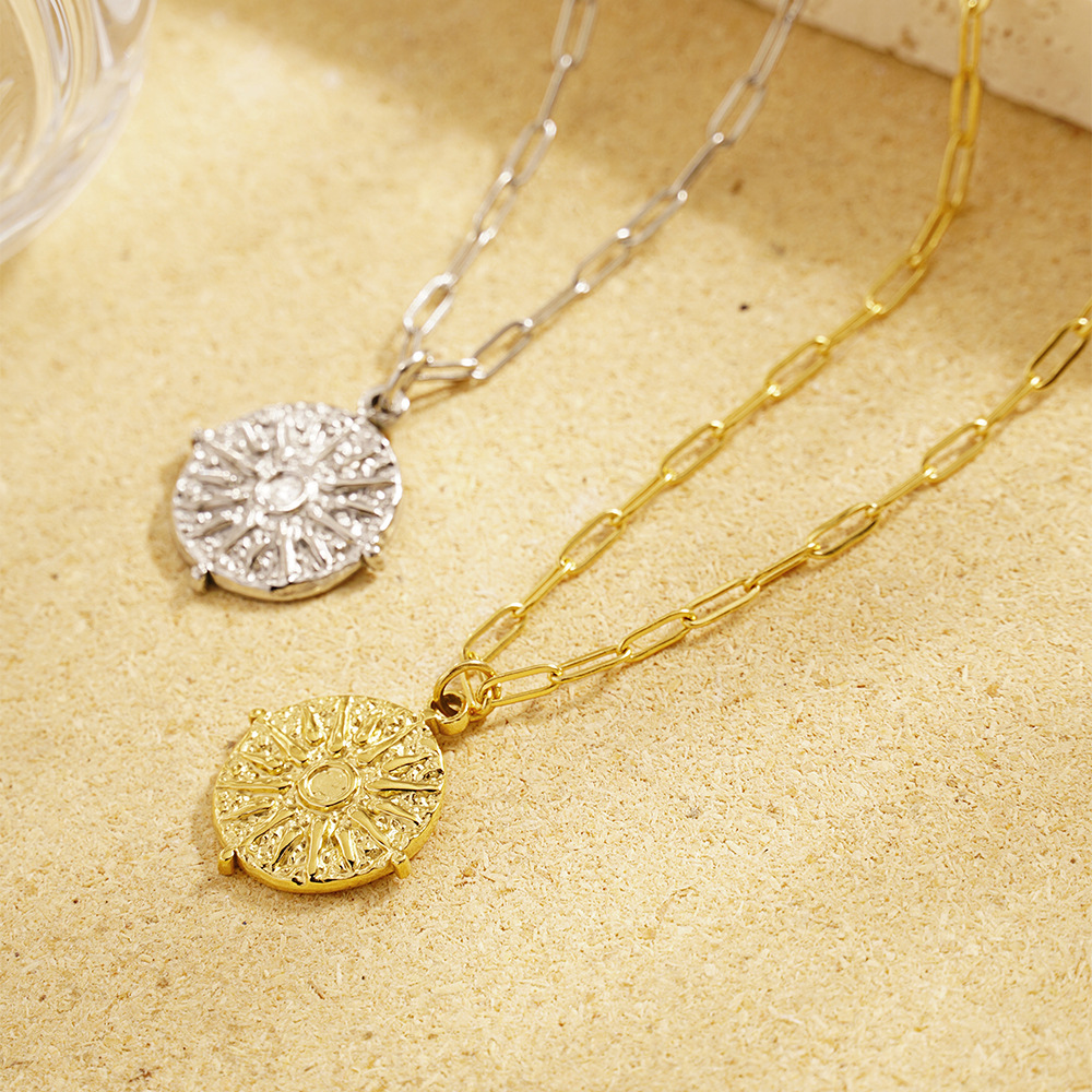 스테인레스 스틸 라운드 썬 코인 디스크 펜던트 목걸이  - Coin Necklace Delicate 리뷰 및 가격