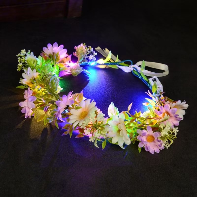 LED 조명 꽃 화관 머리띠 발광 꽃 화환 헤드피스 어 - Women Accessories Photos 리뷰 및 가격