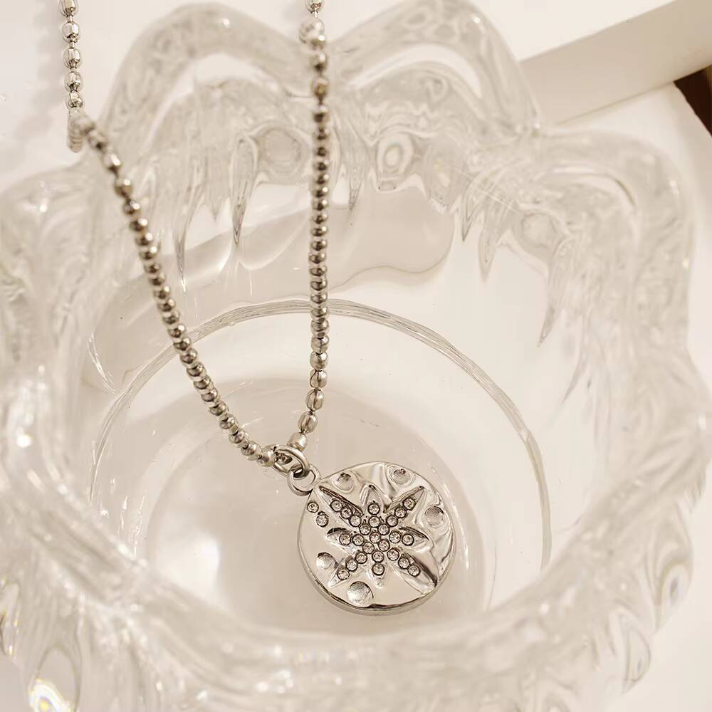 스테인리스 스틸 여성용 섬세한 동전 모양 큐빅 지르코니 - Coin Necklace Delicate 리뷰 및 가격