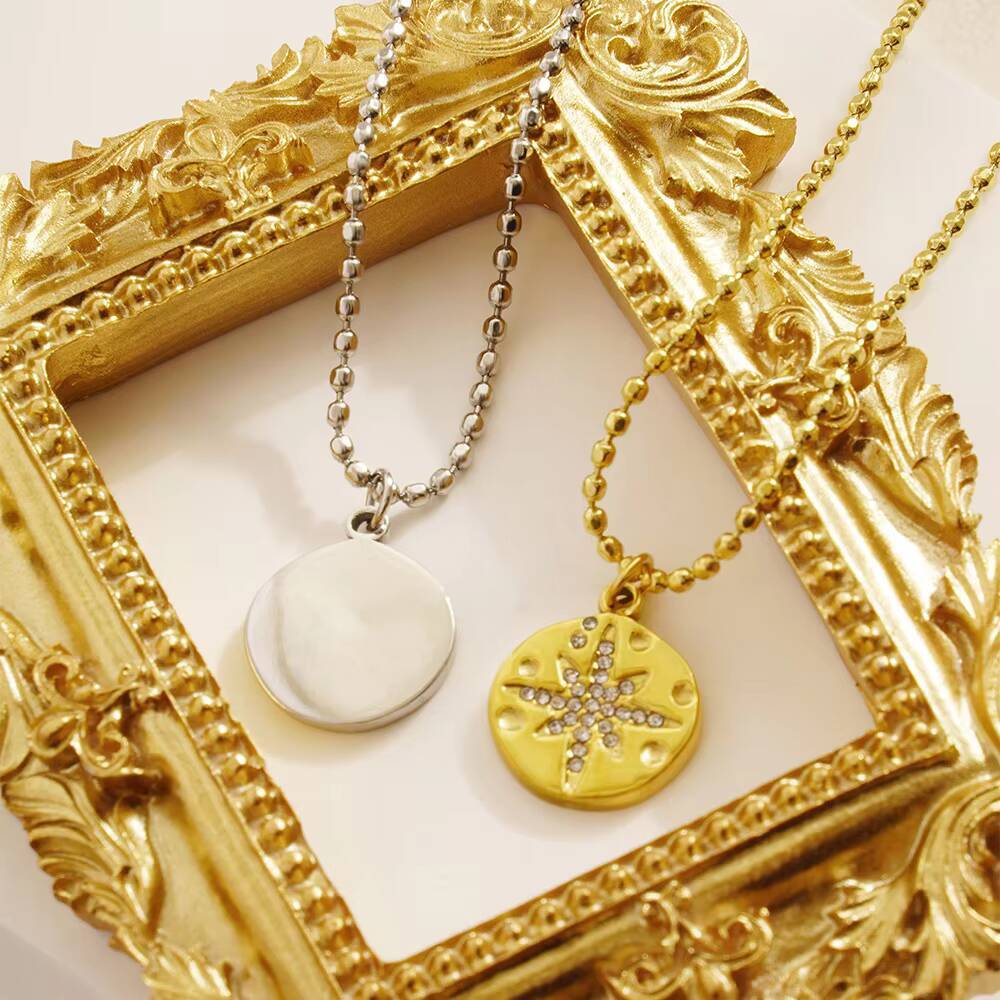 스테인리스 스틸 여성용 섬세한 동전 모양 큐빅 지르코니 - Coin Necklace Delicate 리뷰 및 가격
