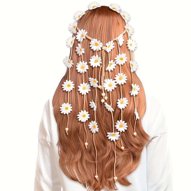 꽃 히피 머리띠, 꽃 왕관, 70년대 보헤미안 의류 스 - Women'S Accessories In The 70S 리뷰 및 가격