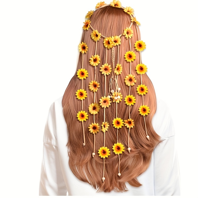 꽃 히피 머리띠, 꽃 왕관, 70년대 보헤미안 의류 스 - Women'S Accessories In The 70S 리뷰 및 가격