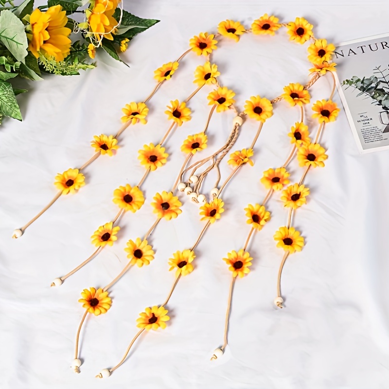 꽃 히피 머리띠, 꽃 왕관, 70년대 보헤미안 의류 스 - Women'S Accessories In The 70S 리뷰 및 가격