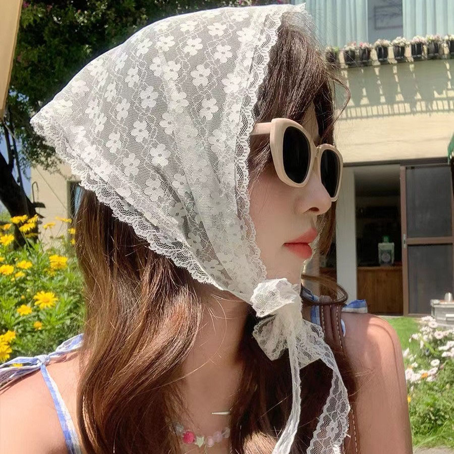 1PC 삼각형 레이스 스카프 화이트 스위트 레이스 터번 - Women Accessories Photos 리뷰 및 가격