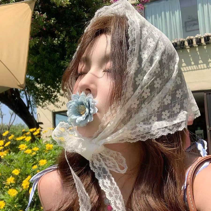 1PC 삼각형 레이스 스카프 화이트 스위트 레이스 터번 - Women Accessories Photos 리뷰 및 가격