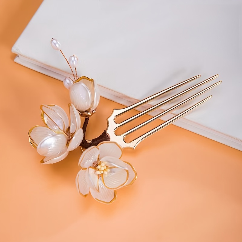 중국 스타일 쉘 목련꽃 헤어 빗 진주 태슬 장식 빈티지 - Women Accessories Photos 리뷰 및 가격